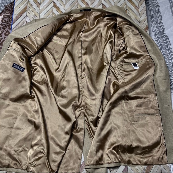 Lands' End Tan Silk Wool Blazer Sportscoat Office Career Classic Professional - Picture 6 of 14